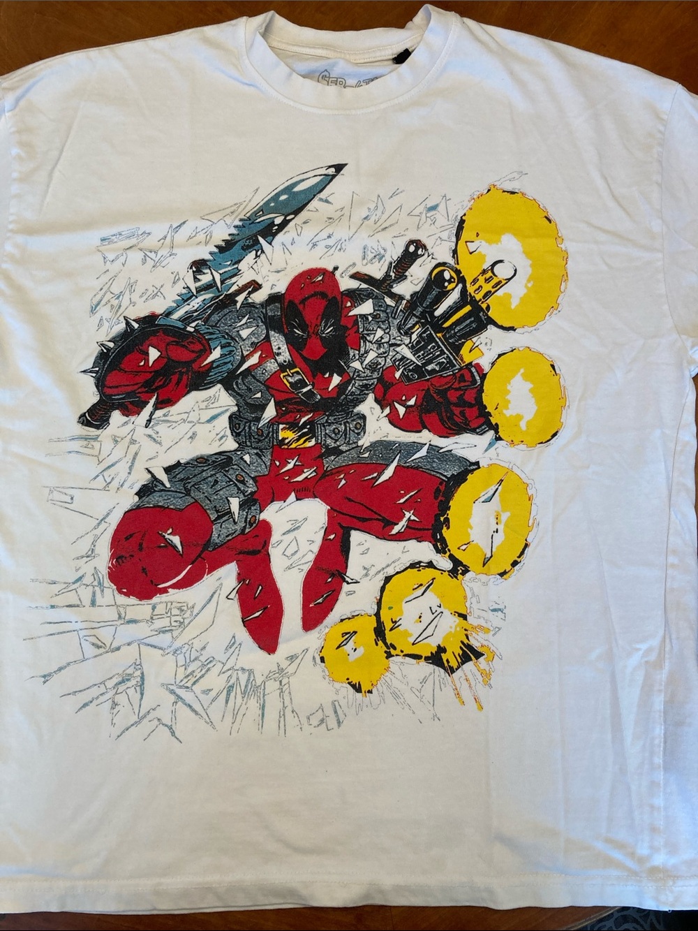 L  White Sergio Calabasas X Deadpool Graphic Short Sleeve Tee